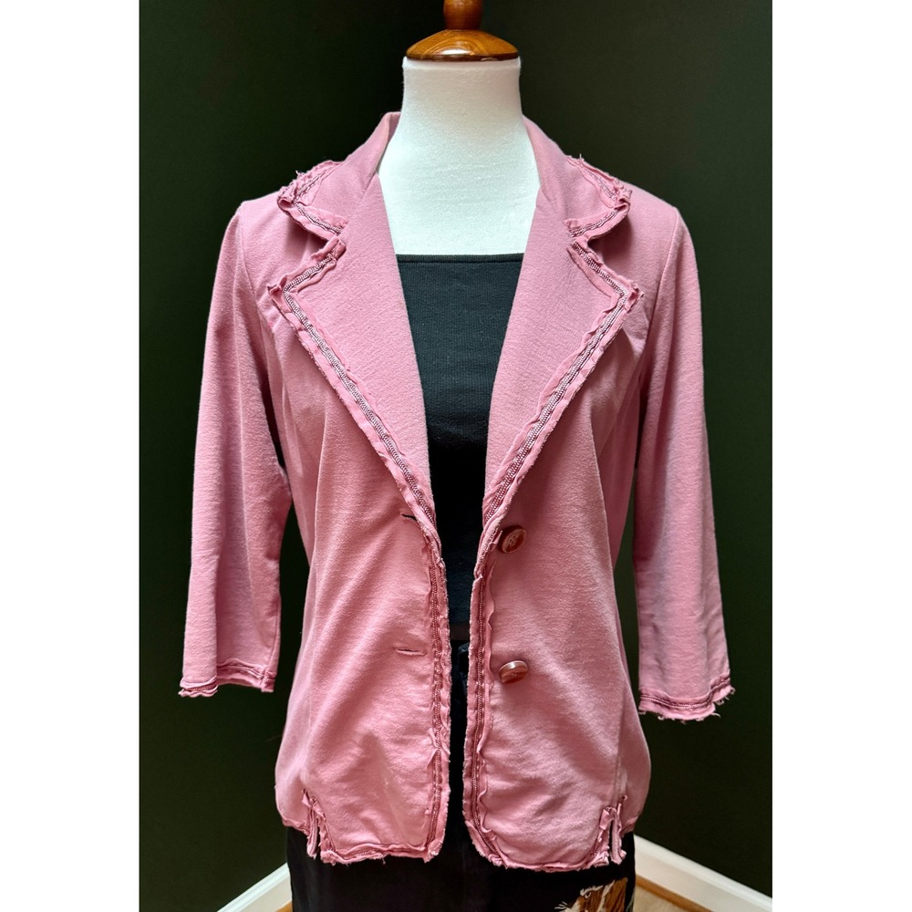Nick & Mo Pink Cotton Blend 3/4 Sleeve Blazer Women's Size M